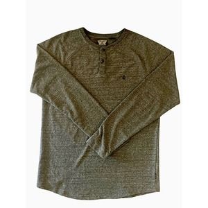 VOLCOM Men's Pullover Heathered Gray Heavy Long Sleeve‎ Henley Shirt Size Medium
